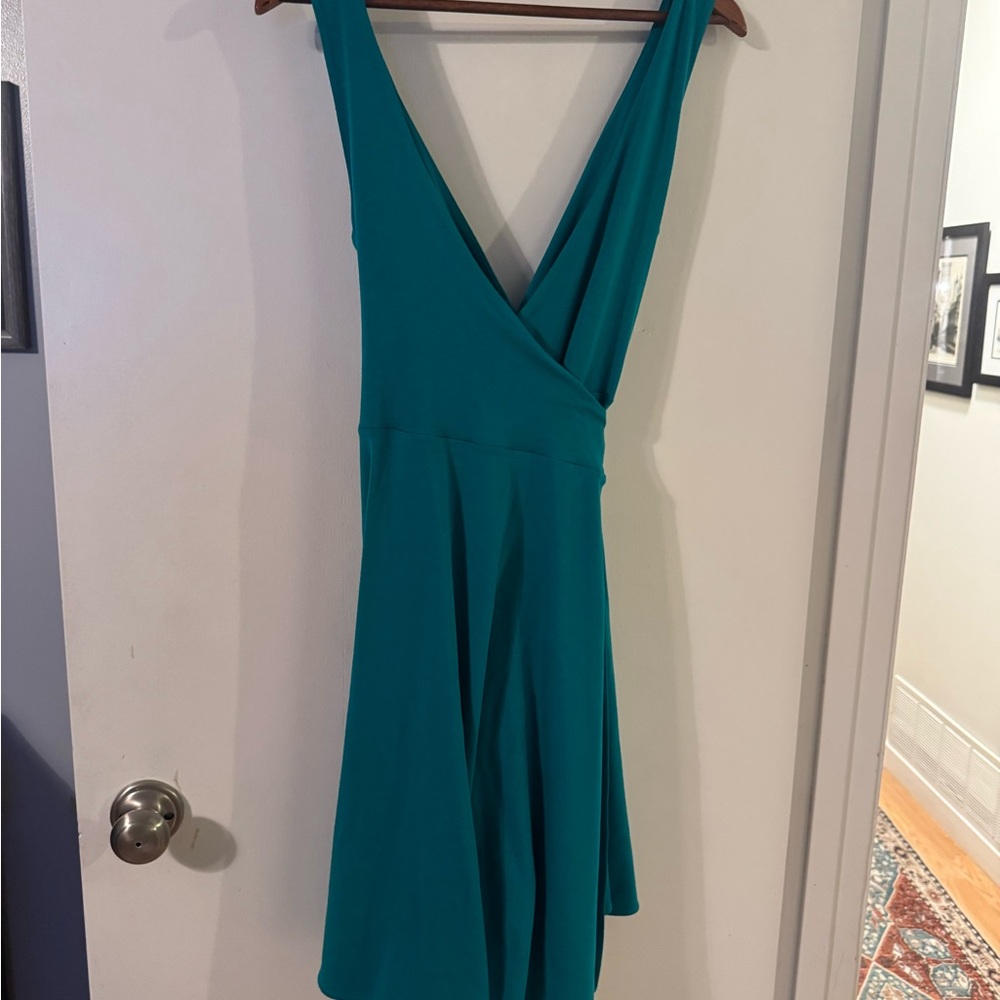 Jessica Asymmetrical Teal Dress